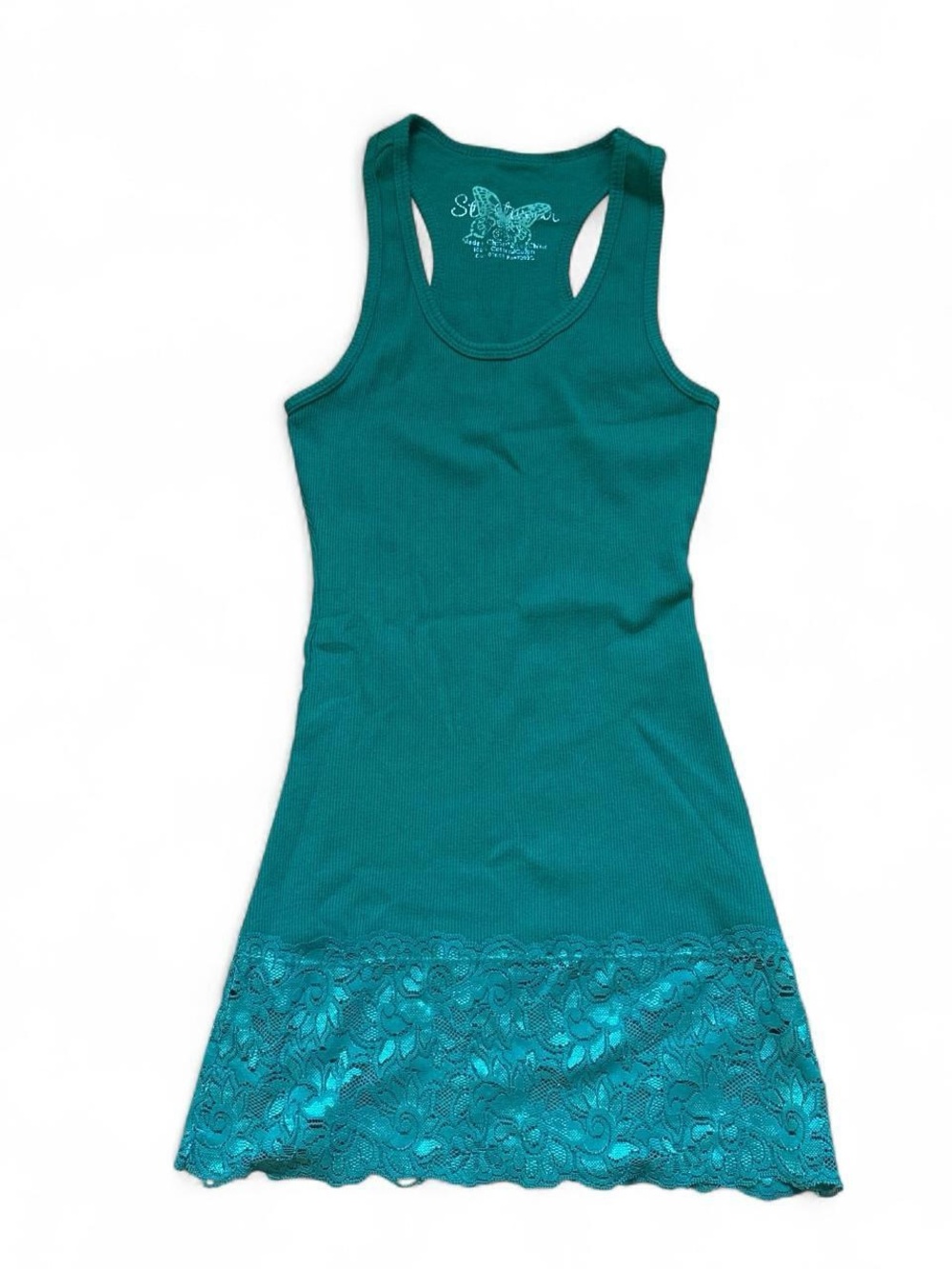 Streetwear Society Green Ribbed Lace Tank Top // Size Small Y2K-style Cami